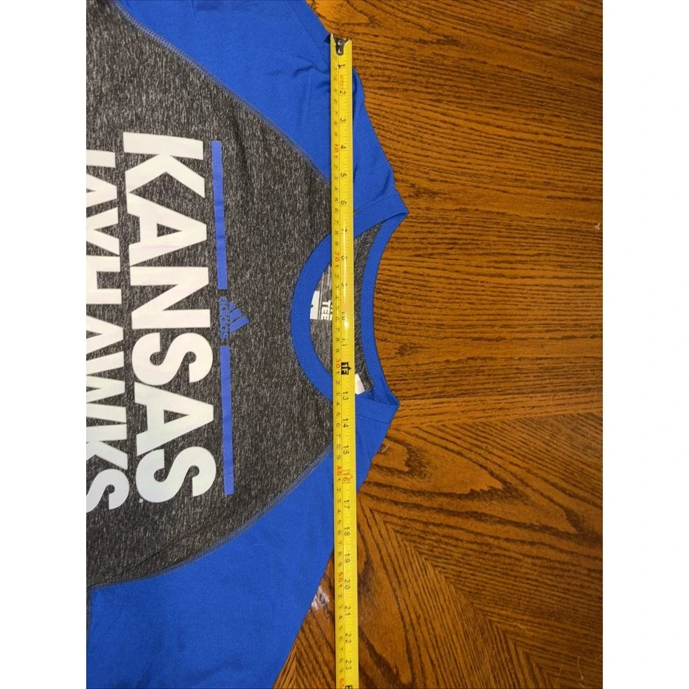 Adidas Mens Blue/Gray Short Sleeve Kansas Jayhawks Ultimate Tee Size Large